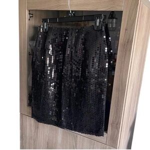 ANNA SUI Black Sequined Mini Skirt Size Small